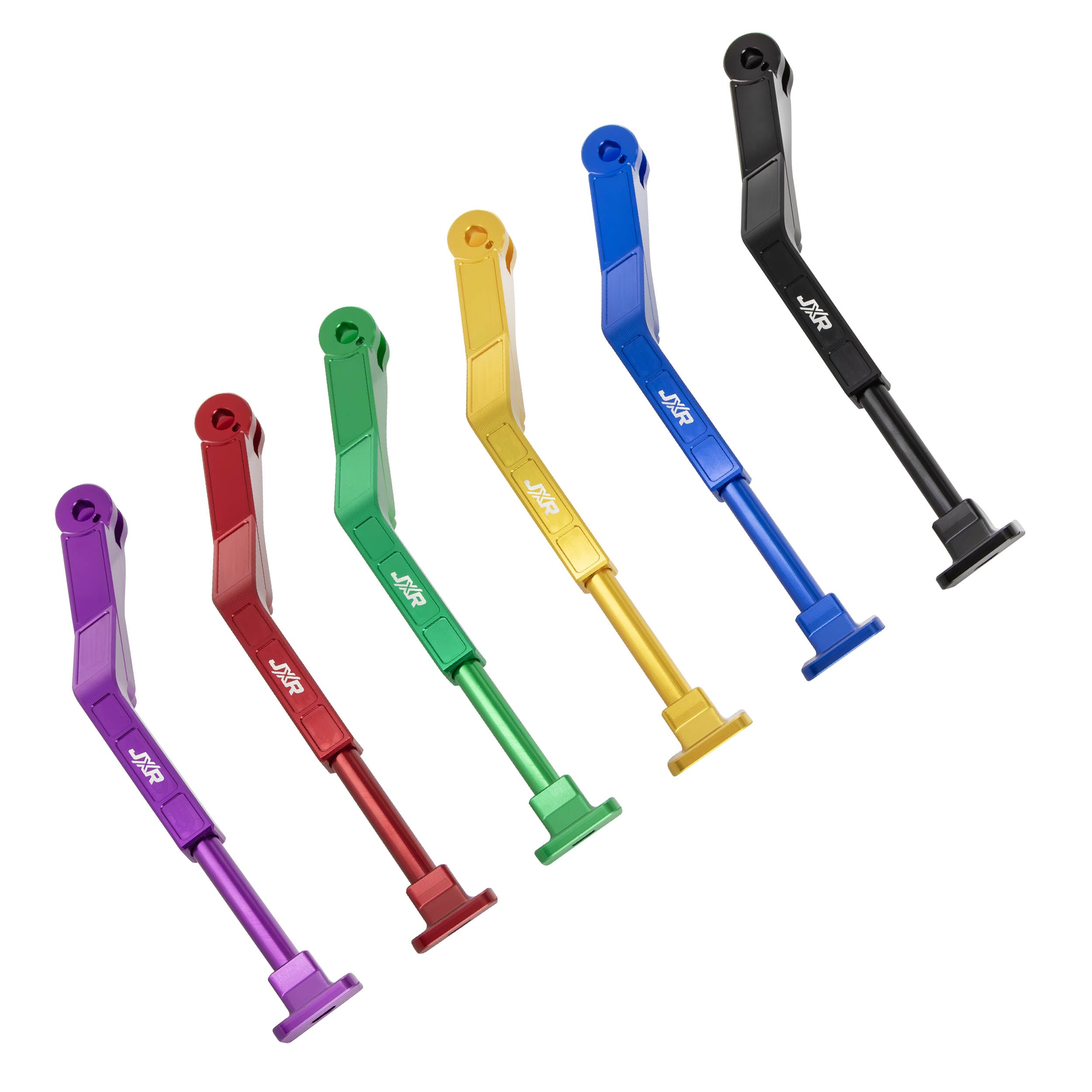 JXR adjustable side stand for Sur-Ron Ultra Bee shown in all available colours