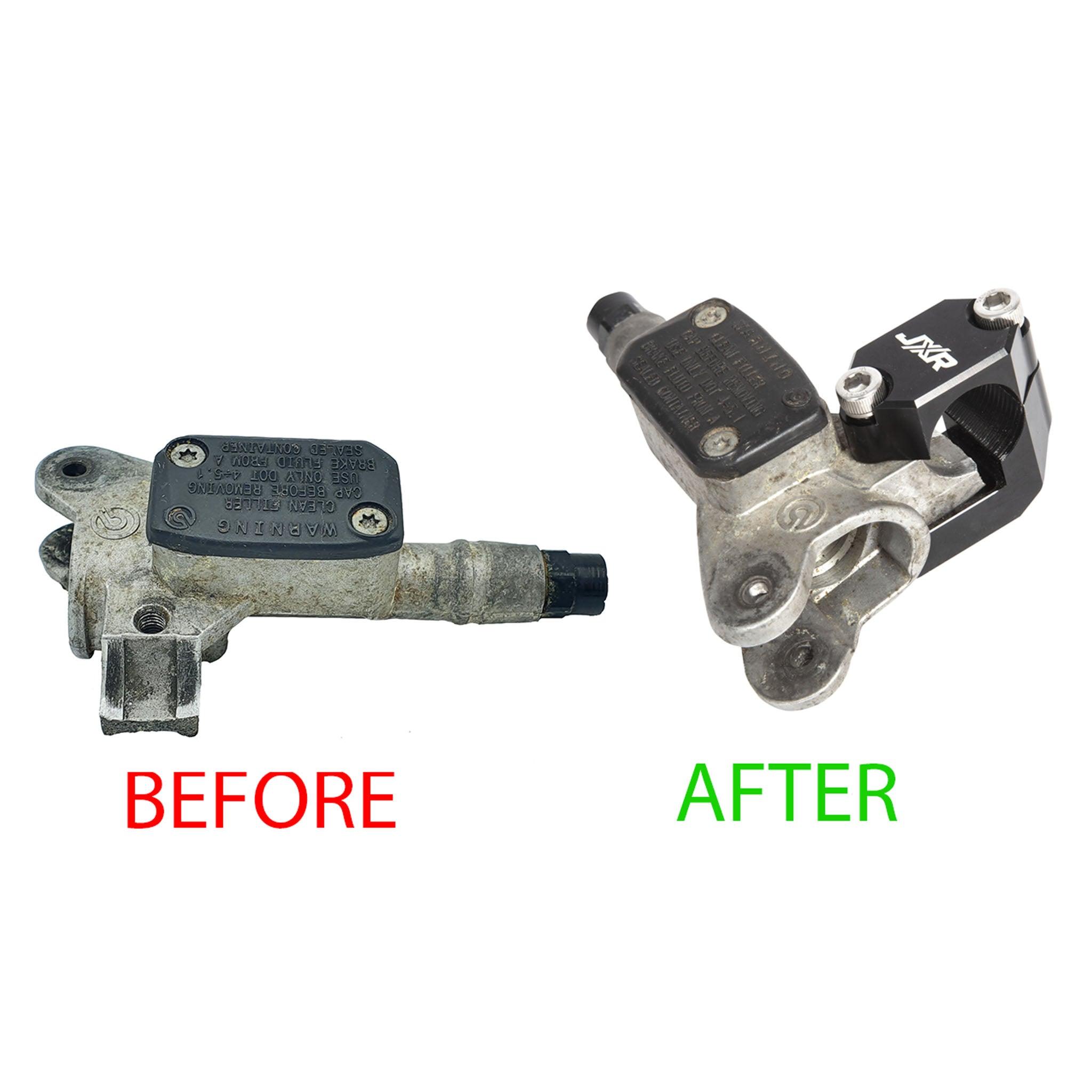 Showing before and after the kit was used to fix a snapped master cylinder 