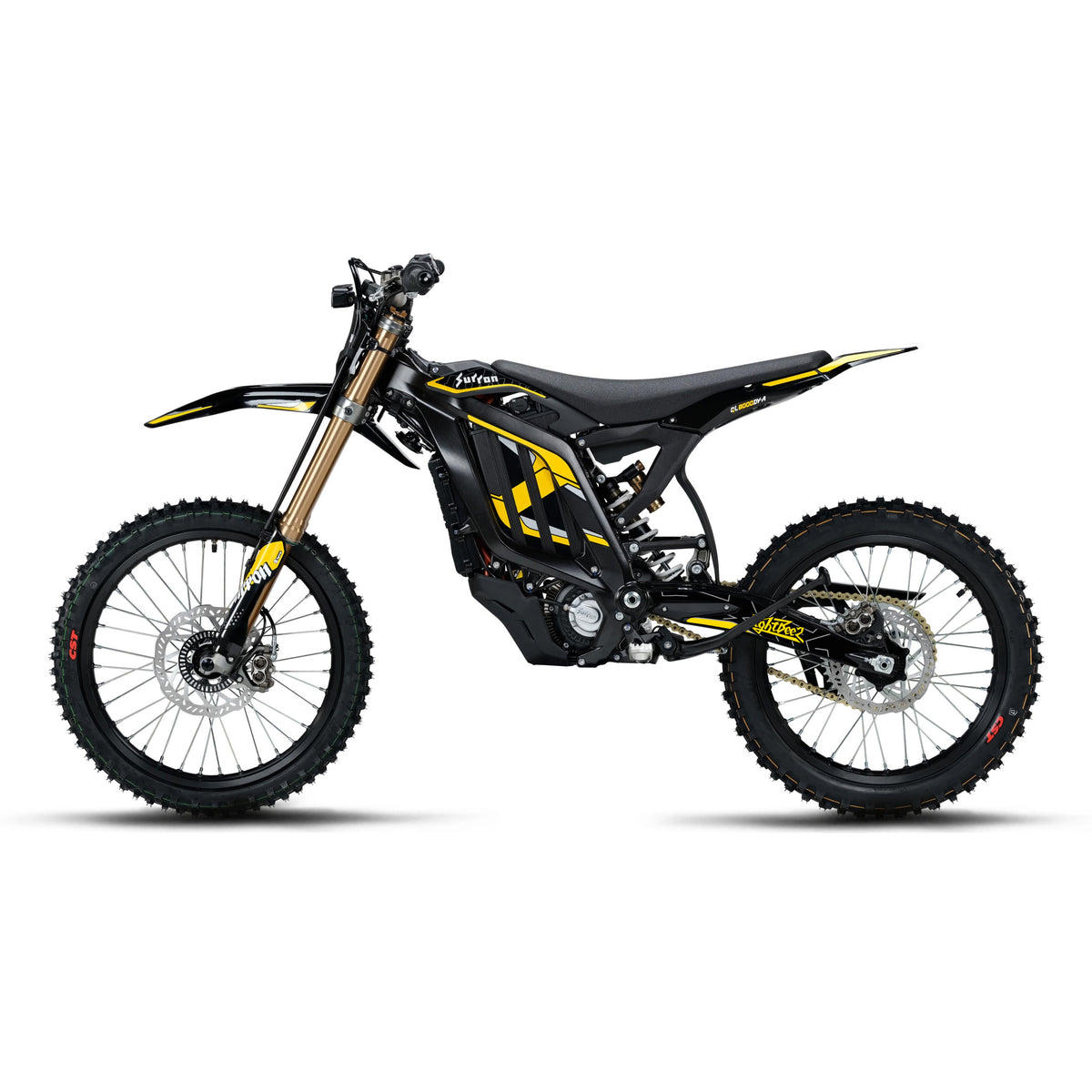 Yellow Sur-Ron Light Bee 2.0 extended graphics kit manufactured in the UK