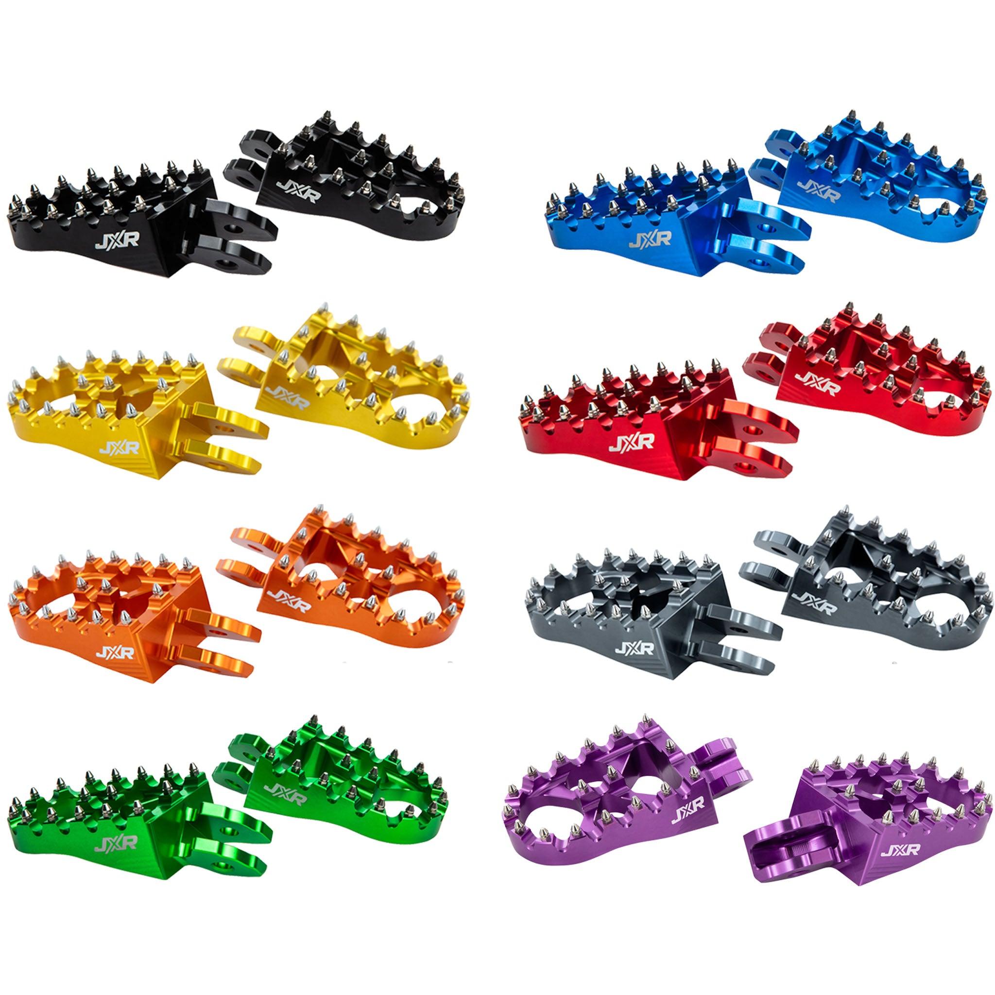 Group image of every color footpeg for Surron Light bee