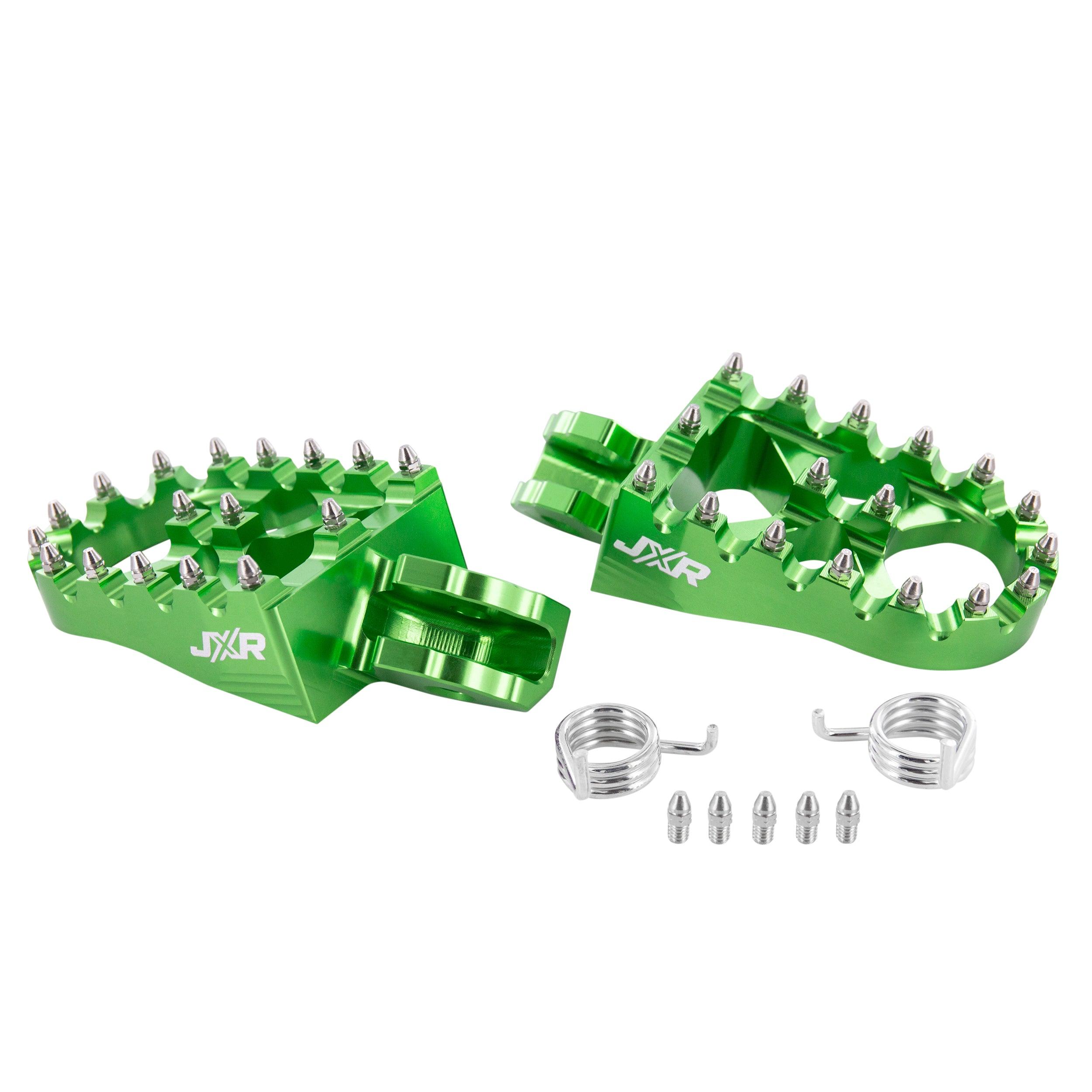 JXR footpegs Talaria Sting green anodised finish