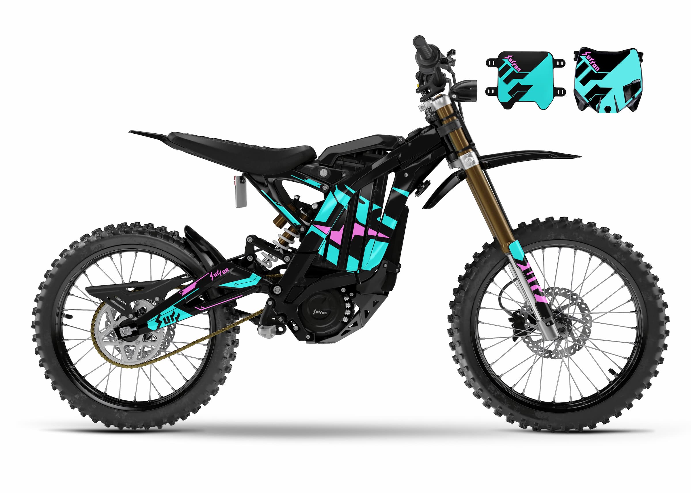 Sur-Ron Light Bee OEM graphics kit Teal Pink